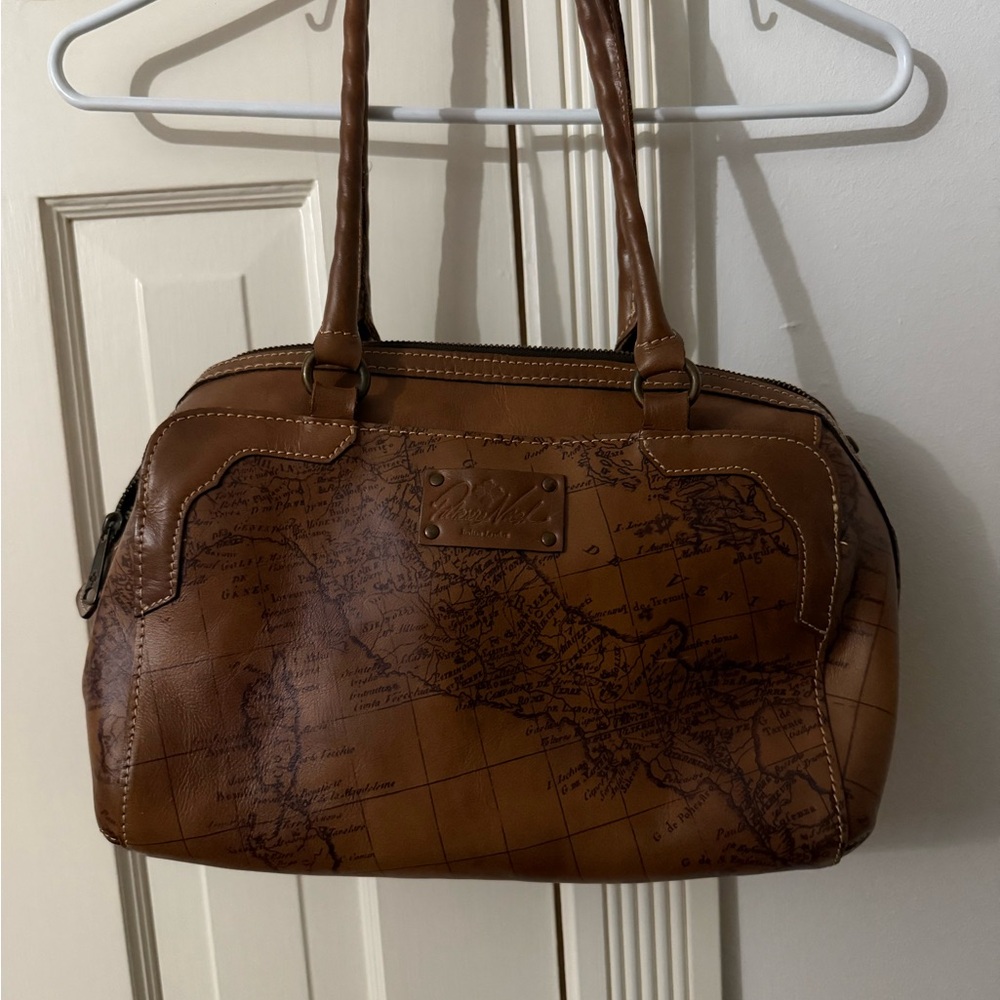 Patricia Nash Brown Map Print Shoulder Bag